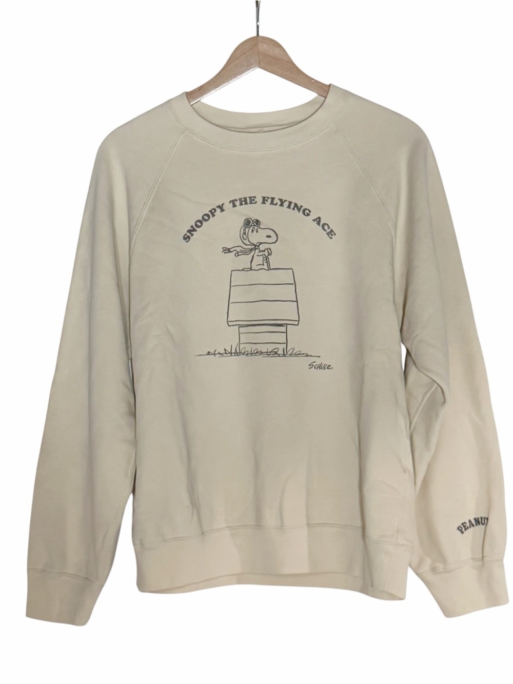 Uniqlo Peanuts UT Snoopy The Flying Ace Crewneck Sweatshirt Size S Oversized